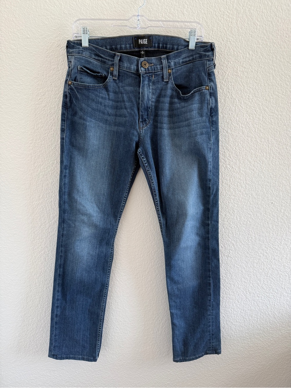 PAIGE Slim Straight Women’s Federal Denim Jeans in a Dark Blue Wash